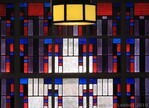 Glas in lood en lamp, grote zaal.
<br/>
Gert-Jan Lobbes, 2010